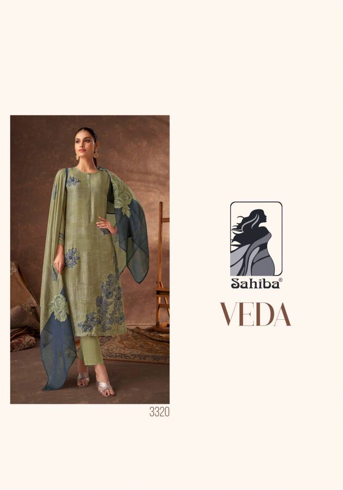 Veda By Sahiba Muslin Silk Handwork Digital Printed Dress Material Wholesale Price In Surat
